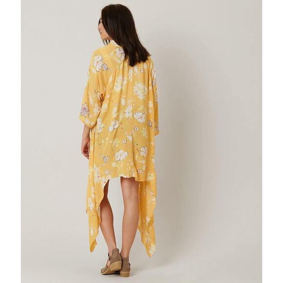 🦃 Billabong Desert Dreams Yellow Floral Summer Cardigan Boho Bohemian Beach M L - Picture 2 of 8